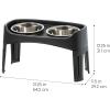 imageIRIS USA Elevated Dog Bowls Adjustable Height 2 Thick 64 oz Stainless Steel Bowls SpillProof with Raised Outer Rim Durable Made in USA Plastic Easy Assemble 2 Heights 463quot or 1225quot BlackBlack