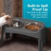 imageIRIS USA Elevated Dog Bowls Adjustable Height 2 Thick 64 oz Stainless Steel Bowls SpillProof with Raised Outer Rim Durable Made in USA Plastic Easy Assemble 2 Heights 463quot or 1225quot BlackGray