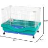 imageIRIS USA Large Portable Wire Rabbit Cage with Top Access and Two Tray Division Easy Access Secure Lock and Easy to Clean Movable House for Small Sized Animals Rabbit Guinea Pigs Rat Hamster Green
