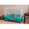 imageIRIS USA Large Portable Wire Rabbit Cage with Top Access and Two Tray Division Easy Access Secure Lock and Easy to Clean Movable House for Small Sized Animals Rabbit Guinea Pigs Rat Hamster Green