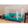imageIRIS USA Large Portable Wire Rabbit Cage with Top Access and Two Tray Division Easy Access Secure Lock and Easy to Clean Movable House for Small Sized Animals Rabbit Guinea Pigs Rat Hamster Green