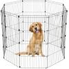 imageIRIS USA Metal Dog Playpen 8Panel 42quot Pet Playpen Puppy Playpen IndoorOutdoor Dog Fence 58 x 58 x 42 Foldable Customizable BlackBlack