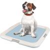 imageIRIS USA Pee Pad Holder  For Potty Training Regular Sized Dog ampamp Puppy Pee Pads Secured Latches NonSkid Feet Leak Protection Fits 22quotx22quot Pad or Larger Square Dark GrayBlue