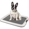 imageIRIS USA Pee Pad Holder  For Potty Training Regular Sized Dog ampamp Puppy Pee Pads Secured Latches NonSkid Feet Leak Protection Fits 22quotx22quot Pad or Larger Square Dark GrayDark Gray