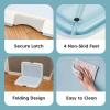 imageIRIS USA Pee Pad Holder  For Potty Training Regular Sized Dog ampamp Puppy Pee Pads Secured Latches NonSkid Feet Leak Protection Fits 22quotx22quot Pad or Larger Square Dark GrayBlue