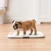 imageIRIS USA Pee Pad Holder  For Potty Training Regular Sized Dog ampamp Puppy Pee Pads Secured Latches NonSkid Feet Leak Protection Fits 22quotx22quot Pad or Larger Square Dark GrayBlue