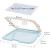 imageIRIS USA Pee Pad Holder  For Potty Training Regular Sized Dog ampamp Puppy Pee Pads Secured Latches NonSkid Feet Leak Protection Fits 22quotx22quot Pad or Larger Square Dark GrayBlue