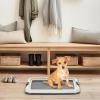 imageIRIS USA Pee Pad Holder  For Potty Training Regular Sized Dog ampamp Puppy Pee Pads Secured Latches NonSkid Feet Leak Protection Fits 22quotx22quot Pad or Larger Square Dark GrayDark Gray