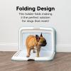 imageIRIS USA Pee Pad Holder  For Potty Training Regular Sized Dog ampamp Puppy Pee Pads Secured Latches NonSkid Feet Leak Protection Fits 22quotx22quot Pad or Larger Square Dark GrayBlue