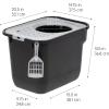 imageIRIS USA Premium Top Entry Cat Litter Box with Scoop Square Enclosure for Cat and Kitty WhiteGrayBlack w Scoop