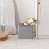imageIRIS USA Premium Top Entry Cat Litter Box with Scoop Square Enclosure for Cat and Kitty WhiteGrayGray w Scoop