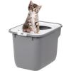 imageIRIS USA Premium Top Entry Cat Litter Box with Scoop Square Enclosure for Cat and Kitty WhiteGrayGray w Scoop