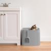 imageIRIS USA Premium Top Entry Cat Litter Box with Scoop Square Enclosure for Cat and Kitty WhiteGrayGray w Scoop