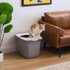 imageIRIS USA Premium Top Entry Cat Litter Box with Scoop Square Enclosure for Cat and Kitty WhiteGrayGray w Scoop