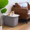imageIRIS USA Premium Top Entry Cat Litter Box with Scoop Square Enclosure for Cat and Kitty WhiteGrayGray w Scoop