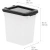 imageIRIS USA WeatherPro Airtight Dog Food Storage Container Up to 50 lbs Removable Wheels for Dog Cat Bird and other Pet Food Storage Bin Keep Fresh Translucent Body Easy Mobility ClearBlackPearlBlack