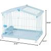 imageIRIS USA Wire Pet Crate Portable with Top Access and Wheels Easy Assembly Movable Floor Protection Small Pet Crate with Food and Water Dishes for Cats Puppy Small Animals Blue