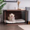 imageUSA Medium Dog Crate Dog Kennel Indoor with Sliding Door ampamp Bottom Tray Dog Cage Wire Pet Pen with Bottom Tray Stylish WoodLike Trim Light BrownDark Brown