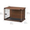 imageUSA Medium Dog Crate Dog Kennel Indoor with Sliding Door ampamp Bottom Tray Dog Cage Wire Pet Pen with Bottom Tray Stylish WoodLike Trim Light BrownDark Brown