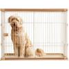 imageUSA Medium Dog Crate Dog Kennel Indoor with Sliding Door ampamp Bottom Tray Dog Cage Wire Pet Pen with Bottom Tray Stylish WoodLike Trim Light BrownLight Brown
