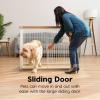 imageUSA Medium Dog Crate Dog Kennel Indoor with Sliding Door ampamp Bottom Tray Dog Cage Wire Pet Pen with Bottom Tray Stylish WoodLike Trim Light BrownLight Brown