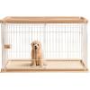 imageUSA Medium Dog Crate Dog Kennel Indoor with Sliding Door ampamp Bottom Tray Dog Cage Wire Pet Pen with Bottom Tray Stylish WoodLike Trim Light BrownLight Brown