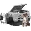 imageIRIS USA 23quot Cat Carrier Small Pet Carrier Hard Dog Kennel with 2Door Front and Top Access Dog Carrier up to 18 pounds BlackGrayBlackGray