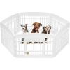 imageIRIS USA 34quot 8Panel Pet Dog Puppy Playpen with Door For Medium and Large Dogs Keep Pets Secure Easy Assemble Fold It Down Easy Storing Customizable White24 H