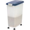 imageIRIS USA Airtight Dog Food Storage Container Up to 38 lbs Attachable Wheels For Dog Cat Bird and Other Pet Food Storage Bin Keep Fresh Easy Mobility BPA Free NavyPearl38 lbs