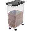 imageIRIS USA Airtight Dog Food Storage Container Up to 38 lbs Attachable Wheels For Dog Cat Bird and Other Pet Food Storage Bin Keep Fresh Translucent Body Easy Mobility BlackBlack