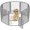 imageIRIS USA Dog Playpen 8Panel 34quot Pet Playpen with Door Puppy Playpen IndoorOutdoor Dog Pen 63 x 63 x 34 Foldable Customizable WhiteChrome