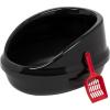 imageIRIS USA Large Cat Litter Box with Scoop Open Top High Sided Kitty Litter Pan with Scatter Shield BlackBlack