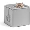imageIRIS USA Premium Top Entry Cat Litter Box with Scoop Square Enclosure for Cat and Kitty WhiteGrayGray w Scoop