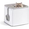 imageIRIS USA Premium Top Entry Cat Litter Box with Scoop Square Enclosure for Cat and Kitty WhiteGrayWhite w Scoop