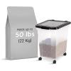 imageIRIS USA WeatherPro Airtight Dog Food Storage Container Up to 50 lbs Removable Wheels for Dog Cat Bird and other Pet Food Storage Bin Keep Fresh Translucent Body Easy Mobility ClearBlackBlack