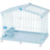 imageIRIS USA Wire Pet Crate Portable with Top Access and Wheels Easy Assembly Movable Floor Protection Small Pet Crate with Food and Water Dishes for Cats Puppy Small Animals Blue