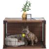 imageUSA Medium Dog Crate Dog Kennel Indoor with Sliding Door ampamp Bottom Tray Dog Cage Wire Pet Pen with Bottom Tray Stylish WoodLike Trim Light BrownDark Brown