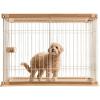 imageUSA Medium Dog Crate Dog Kennel Indoor with Sliding Door ampamp Bottom Tray Dog Cage Wire Pet Pen with Bottom Tray Stylish WoodLike Trim Light BrownLight Brown