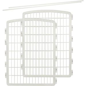 imageIRIS USA 34 Pet Playpen 2 Panel AddOn with Connecting Rods Dog Playpen Small Medium Large Dogs HeavyDuty Molded Plastic RustFree NonSkid Rubber Feet Easy Assemble Customizable GrayWhite