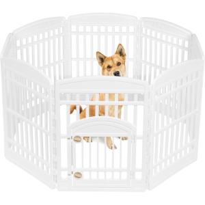 imageIRIS USA 34quot 8Panel Pet Dog Puppy Playpen with Door For Medium and Large Dogs Keep Pets Secure Easy Assemble Fold It Down Easy Storing Customizable White34 H