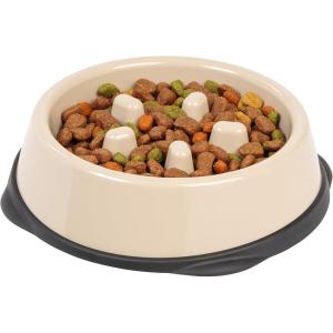 imageIRIS USA 4Cup Slow Feeder Dog Bowl AntiChoking ampamp AntiSlip Puzzle Bowl for Healthy Digestion Slow Eating Dog Bowl for Short Snouted Dogs Cats ampamp Pets BPAFree PVCFree BeigeBlackBeigeBlack