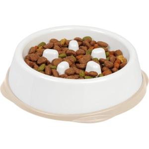 imageIRIS USA 4Cup Slow Feeder Dog Bowl AntiChoking ampamp AntiSlip Puzzle Bowl for Healthy Digestion Slow Eating Dog Bowl for Short Snouted Dogs Cats ampamp Pets BPAFree PVCFree BeigeBlackWhiteBeige