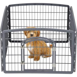 imageIRIS USA Dog Playpen Mesh Top 46quot x 46quot Top Cover for IRIS USA 4Panel Pet Playpen with Metal Lock CI604 Washable Durable Nylon Mesh Material Playpen Not Included WhiteDark Gray