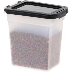 imageIRIS USA WeatherPro Airtight Dog Food Storage Container Up to 50 lbs Removable Wheels for Dog Cat Bird and other Pet Food Storage Bin Keep Fresh Translucent Body Easy Mobility ClearBlackPearlBlack