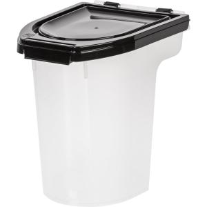 imageIRIS USA WeatherPro Airtight Pet Food Storage Container Up to 65 lbs Treat Box for Dog Cat and Bird Food Keep Fresh Translucent Body Easy Clean Up BPA free ClearBlack