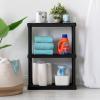 imageIRIS USA 2Shelf Heavy Duty Plastic Storage Shelves 80lb Capacity 17quotH x 24quotW x 12quotD Medium Modular Shelving Unit Storage Organizer for Garage Home Bathroom ampamp Laundry Storage Rack  Black3Tier