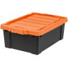 imageIRIS USA 3 Gallon Lockable Storage Bins with Lids 5 Pack  Made in USA Heavy Duty Stackable Containers Garage Organizing Bins Moving Tubs Rugged Sturdy Equipment Utility Box  BlackOrangeBlackOrange