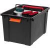 imageIRIS USA 3 Gallon Lockable Storage Bins with Lids 5 Pack  Made in USA Heavy Duty Stackable Containers Garage Organizing Bins Moving Tubs Rugged Sturdy Equipment Utility Box  BlackOrangeBlackOrange