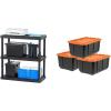 imageIRIS USA 3 Gallon Lockable Storage Bins with Lids 5 Pack  Made in USA Heavy Duty Stackable Containers Garage Organizing Bins Moving Tubs Rugged Sturdy Equipment Utility Box  BlackOrangeBlackOrange