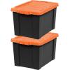 imageIRIS USA 3 Gallon Lockable Storage Bins with Lids 5 Pack  Made in USA Heavy Duty Stackable Containers Garage Organizing Bins Moving Tubs Rugged Sturdy Equipment Utility Box  BlackOrangeBlackOrange